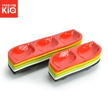 나뭇잎접시 멜라민접시 반찬그릇 안주그릇 칼라멜라민, KJ멜라민 나뭇잎접시 3칸