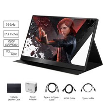보조모니터 17.3 인치 2K 144Hz 휴대용 게이머 모니터 IPS HDR 노트북 컴퓨터 PS4 5 XBOX 스위치 PC 스마트폰 게임 보조 화면, [01] 17.3IN2K60Hz