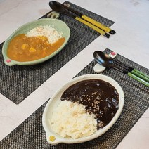 덮밥그릇 샐러드 그릇 타원접시 핸드메이드 도자기 그릇 매화, 블루그레이
