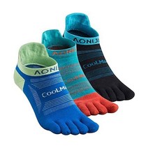 732736 AONIJIEE 남녀용 토 양말 고성능 운동 러닝 다섯 손가락 발목, Medium, E4801# 3 Pairs/Black/ Lake Blu