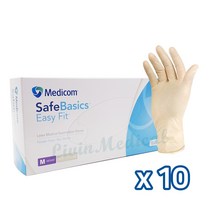 메디콤 세이프베이직 이지핏 라텍스 장갑 아이보리 M 1박스 (10개입), 묶음상품, .