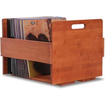 원목 레코드판 LP 보관 박스 41 x 38.5 x 31cm 최대 80장 LP 수납함, 브라운
