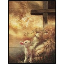 보석십자수 창업 도구 사자 양과 십자가 예수 5d 다이아몬드 페인팅 기독교 신 기호 전체 드릴 자수, 6_55x40cm 정사각형