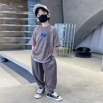 아동 반팔 티셔츠 아동 반바지 세트 상하의 세트 남아 여름 반팔 세트 2022신상 중대형 아동 양기 캐주얼 투피스