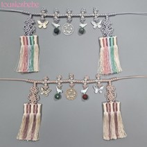 43번 한복 돌띠 원석 5봉 수술 매듭띠 아동 남아 여아 유아 아기 아가 돌잔치 백일 술띠 한복허리띠 장신구 소품 악세사리