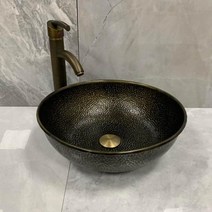 빈티지 세면대 싱크대 화장실 인테리어 황동 구리 물동이 수전, J 모형  금관 악기 둥근 물동이 42x12cm