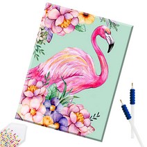 SHEXIU 3D 원형 보석십자수 캔버스액자 DIY 키트 50 x 40 cm, SX064  분홍색 새x1세트