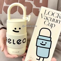 손잡이 스테인레스 텀블러 커플 비쥬얼, 크림400ml