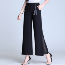 여성 쉬폰 일자 밴딩바지 9부 와일드팬츠 여름 9부