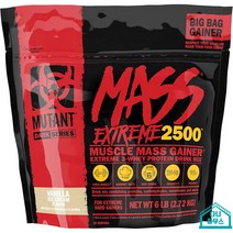 독일 Mutant Mass Extreme Gainer 헬스보충제 헬스 게이너 유청 단백질, 바닐라 아이스크림, 2.72kg(1팩)