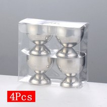 4Pcs 스테인레스 스틸 삶은 달걀 컵 스탠드 계란 랙 캐비어 브래킷 아침 연회 용품 주방 요리 도구, 01 은