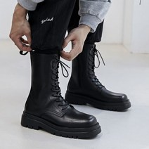 오토바이부츠 라이더 발토시 바이크신발 오리지널 가죽 롱 부츠 하이 카우보이 플랫폼 레이스업 오토바이 신발 봄 가을, 8.5, Black
