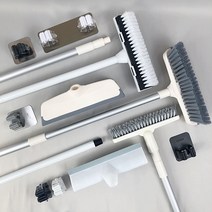 양드레 욕실 바닥 청소솔 틈새 화장실 청소도구 업소용 천장 벽 롱 긴, 2. 고급형+벽부착걸이(B타입 화이트)