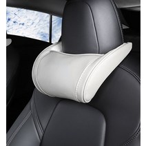 microfiber leather headrest for tesla model 3 s x model y car seat headrest neck pillow 쿠션 목 headres, 로고가 없는 흰색