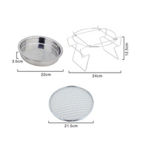 가정용숯불화로 야끼니꾸 야끼화로 스테인레스 스틸 그릴 야외 라운드 접는 바베큐 그릴 휴대용 일본 캠핑 그릴 홈 오븐 스토리지 가방, 22x14cm