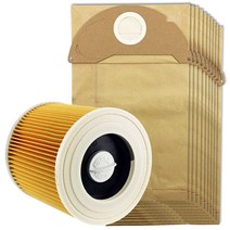 KARCHER 습식 및 건식 WD2 진공 청소기 필터와 10 배 먼지 봉투의 경우, 하나, 노랑
