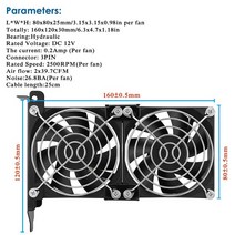Gdstime 80MM 범용 데스크탑 컴퓨터 VGA 쿨러 파트너 울트라 조용한 섀시 PCI 그래픽 카드 더블 & 트리플, 01 Hydraul 8CM Dual Fan