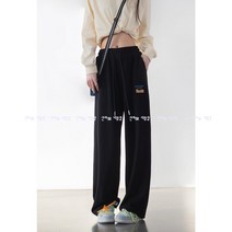 AZLAN 하이웨이스트 스트레이트 일자밴딩바지 로고프린트 롱다리 밴딩팬츠