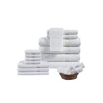 답례품 수건 욕실용 목욕 타올 세트18 PC 100 면 화이트, 18 Piece Towel Set_White