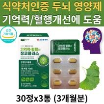 (현이) 식약처 인증 혈행엔 징코 은행잎추출물 두뇌 뇌 혈관 건강 기억력 혈행 개선 에 좋은 도움을 주는 플라보놀배당체 영양제 부모님 어르신 건강 식품 선물 추천 GINKGO, 3통
