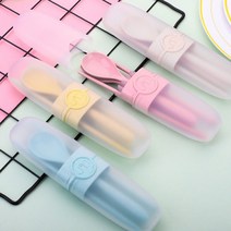 캠핑 카라반 휴대용 식기 수저 포크 젓가락 수저통세트, 3소풍수저세트-옐로우