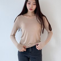 매력 가득 트윈 U넥 여성 긴팔티셔츠