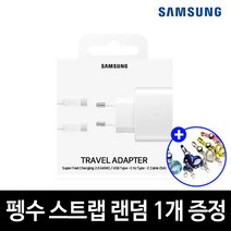 삼성정품 고속 유선 무선 충전기 어댑터 패드 갤럭시 S22 울트라 플러스 Z플립3 Z폴드3 S21 S20, 삼성45W CtoC타입 충전기 화이트 1M+펭수스트랩