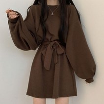 한블리 pick 러블리한 루즈핏 원피스 (블랙 브라운 그레이)