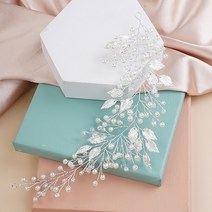셀프웨딩 신부 헤어악세사리 티아라 촬영 소품빈티지 실버 나뭇잎 웨딩 머리띠 진주 신부 장식 헤어 파티