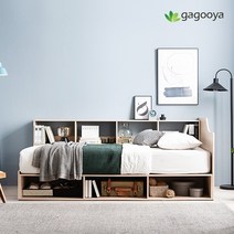 싱글 / 노블 책장형 멀티수납 침대 - 매트포함, 오크