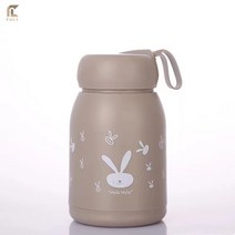 FULI 만화 귀여운 토끼 컵 귀여운 더블 레이어 인쇄 유리 컵, 갈색, 301-400ml