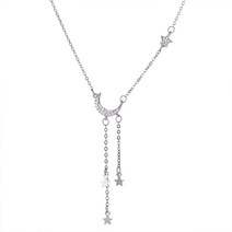 925 스털링 실버 스타 문 여성을 위한 간단하고 기질 술 목걸이 초커 웨딩 주얼리