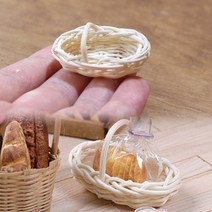 미니를사랑하는사람들 미니어처 만들기 수공예 장식 소품 채반 찜기 라탄 바구니, 6번 화이트 바구니(타원)