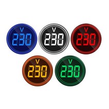 전기테스터기 멀티테스터기 LED 디지털 전압계 전류계 헤르츠 HZ 미터 AC 50-500V 0-100A 전압 전류 증폭기 감지기 신호 광 표시기, 20.Round Voltmeter  white