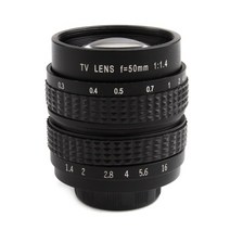 소니 nex/파나소닉/올림푸스 mft m4/3 및 후지 fx 카메라 용 50mm f1.4 tv 렌즈 실버 블랙 컬러, [02] 검정색 50MM F1.4, [01] 캐논, 02 Black 50MM F1.4_01 캐논