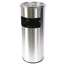 야외재떨이 쓰레기통 스텐 원형 스탠드 업소용 재떨이 중 내통분리, 실버