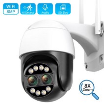 CCTV 방범 보안 감시 IP 카메라 현관 문 스마트폰 가정용 매장 무선 초소형 펫 씨씨티비 새로운 4k 8mp 8x 하이브리드 줌 ptz wifi ip 야외 와이드 듀얼 렌즈, 128g 카드로 8mp, 나는 플러그