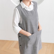 데코에버 러블리 체크 원피스 앞치마 M (55~66), 블랙
