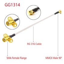 유니파잉1PC MMCX to SMA/RPSMA 암 플랜지 패널 마운트 RG316 Pigtail FPV 안테나 연장 코드 TBS Unify Pan, 03 MMCX M90 to SMA  F_04 20CM