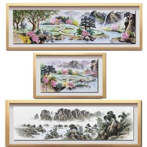 진품 / 할인판매 진짜 그린 8점 그림 배삼임수 산수화그림 풍수 풍경 액자 거실 복도 사업장 부자되는 풍경화 생기 풍수에좋은 그림 표구액자 풍경그림 동양화, 8번 그림