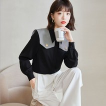 가을 프렌치 라이트 럭셔리 우아한 셔츠 여 박시 숄 긴팔 기질 여