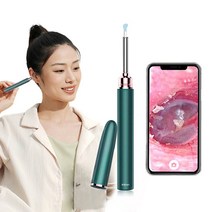 Kiboer 스마트 가시 귀이개 내시경 귀이개 500W고화질 카메라 앱 링크 LED 조명 소프트헤드 USB충전, 초록색