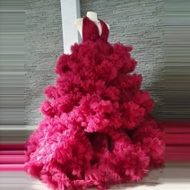 퍼프 러플 임산부 얇은 명주 그로스 가운 사진 촬영 러플 임산부 드레스 베이비 샤워 베이비 샤워, 30.M  4