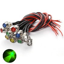 JINHA DIP LED 고휘도LED ROUND 발광다이오드 8mm 12V 인디게이터, 5개, 인디_(12V_8파이)초록_5개