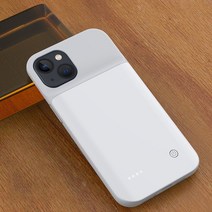 리아 아이폰 13 MINI PRO MAX 투톤 일체형 고속충전 보조배터리 케이스 6800mAh, 화이트, 아이폰13PROMAX