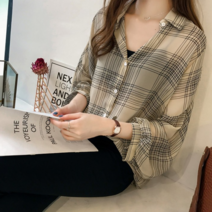 유행을 타지않고 깔끔한 여성용 루즈핏 체크남방