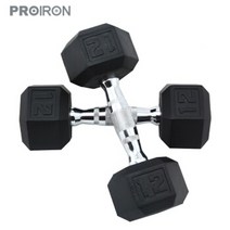 다이얼 덤벨 무게조절 7 5 3 1kg 아령 PROIRON 고무 코팅 육각형 환경 보호 및 무취 핸드 캐리 남성용 피트니스 장비 15lbs, 12 파운드  2, 더