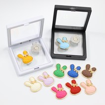 [더블이글] (선물용) 퀼팅 토끼 골프볼마커 + 자석모자클립 세트 _ 볼마크 홀인원 버디 선물 캐디 라운딩 필드, 블랙, 머스타드