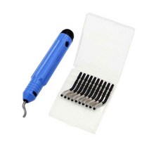 Deburring Tool Kit Steel Trimmer Scraper Burr Remover Anti-Slip Handle with 10pcs Extra Trimming Hea, 01 CHINA, 01 파란