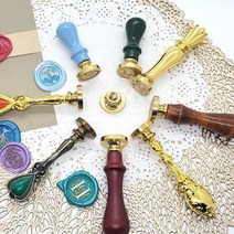 실링왁스 인장 손잡이 스탬프 밀랍 다꾸 청첩장 편지 도장 우드, 7.크리스탈 골드